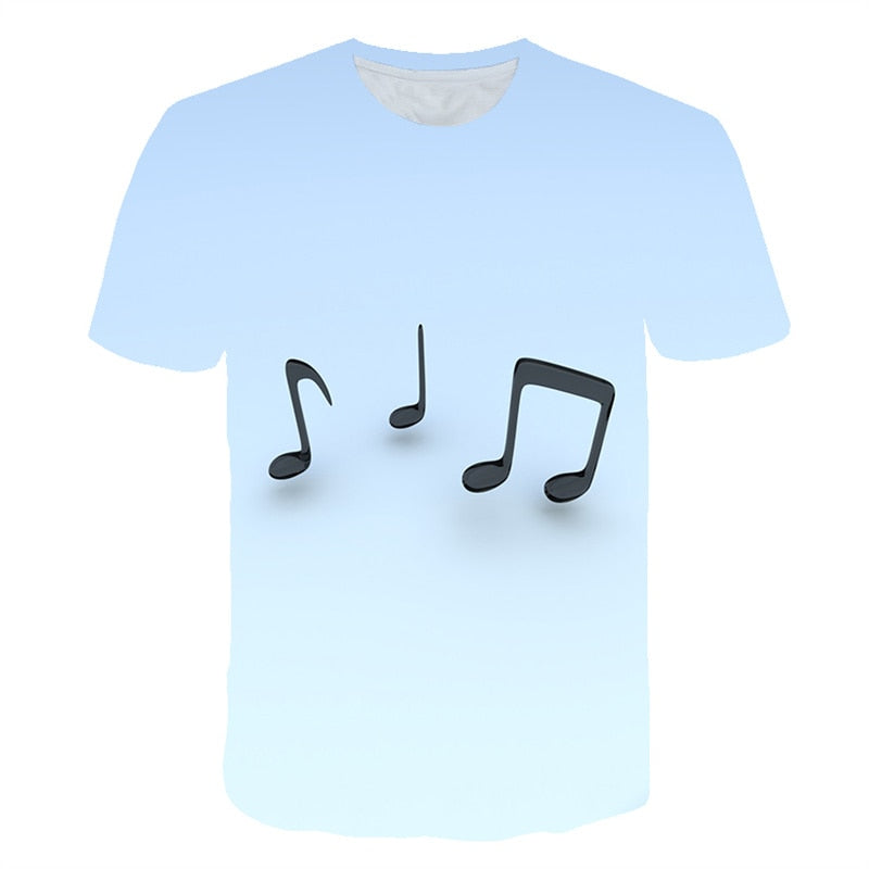 2023 Men T Shirt 3D Printed T-shirt Music Notes Fashion T-shirt Men's summer casual Funko Pop short-sleeved Shirt T-shirt