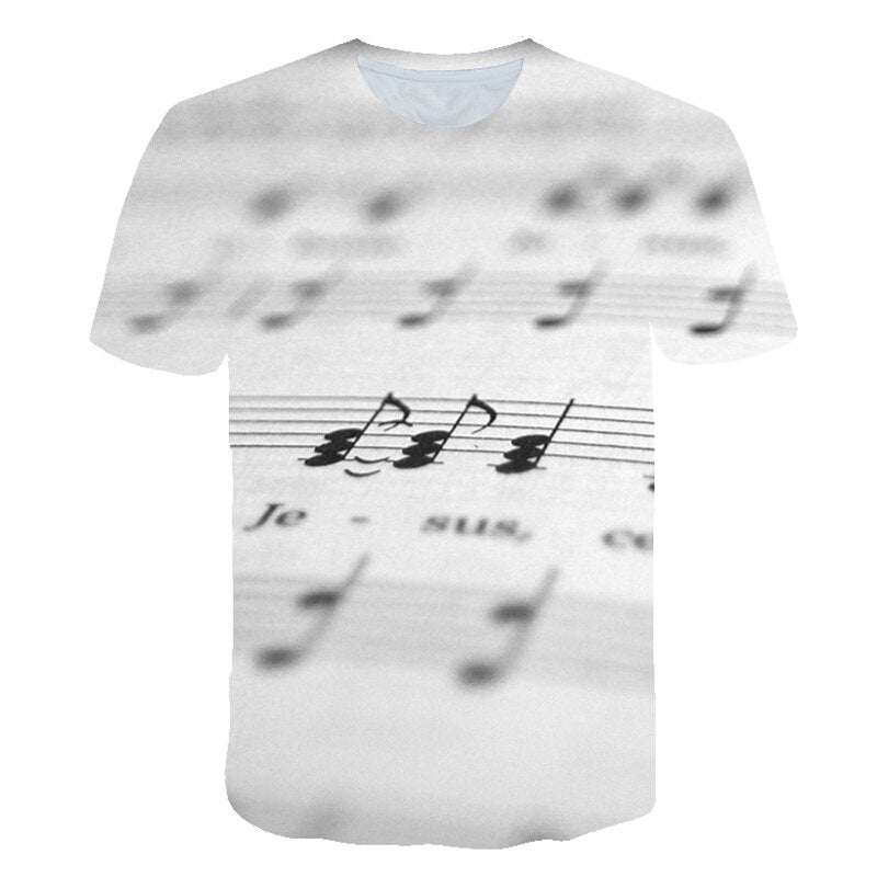 2023 Men T Shirt 3D Printed T-shirt Music Notes Fashion T-shirt Men's summer casual Funko Pop short-sleeved Shirt T-shirt