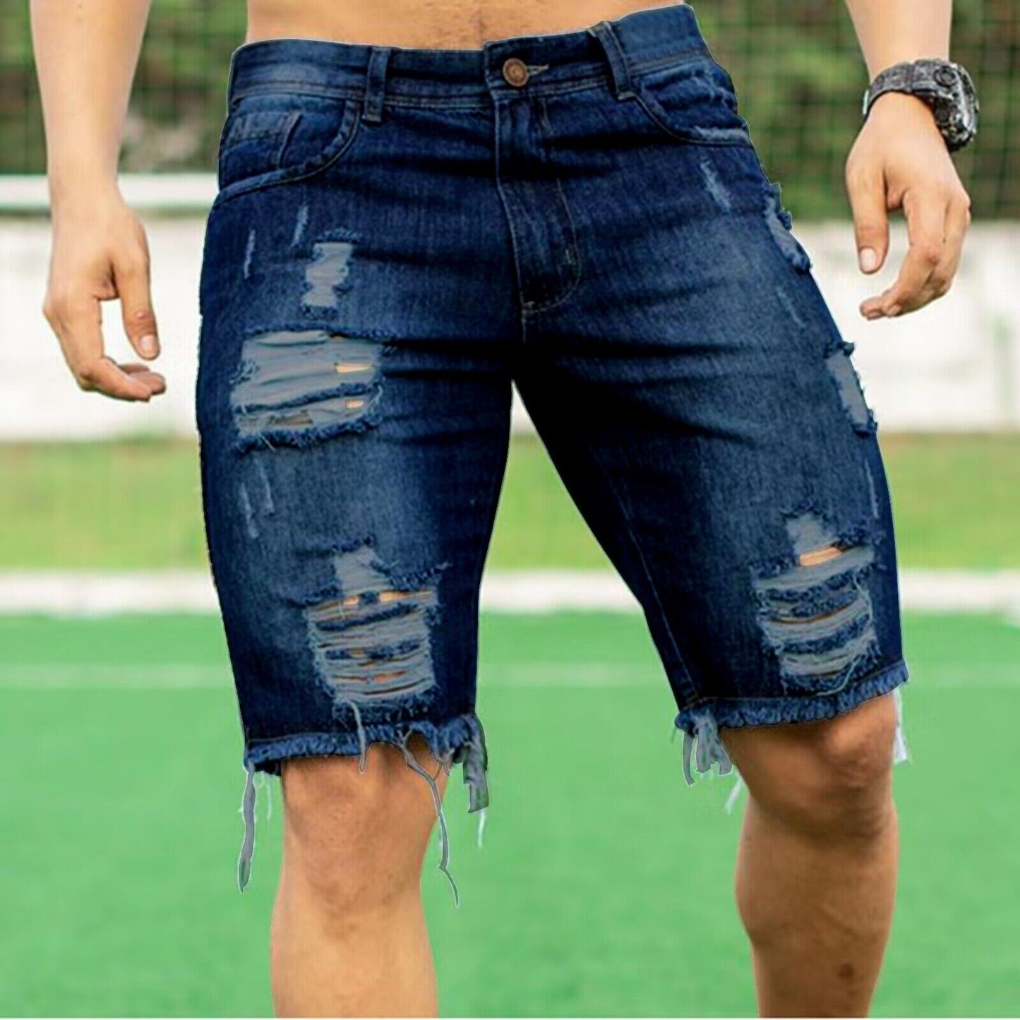 Fashion Brand Men Jeans Shorts Hole Streetwear Harajuku Slim Straight Denim Shorts Summer Casual Baggy Ripped Jeans for men