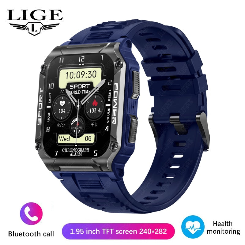 LIGE 2023 Sports Smart Watch Men Travel Compass Bluetooth Call Bracelet 400mAh Health Monitoring IP68 Waterproof Men Smart Watch